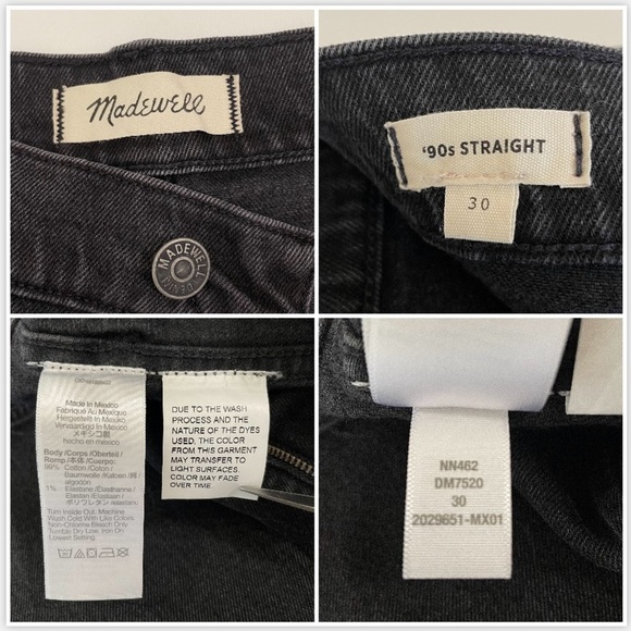 Madewell 90s Straight Utility Jean High Waist Seamed Denim Camplin Wash Black 30 - Picture 16 of 16